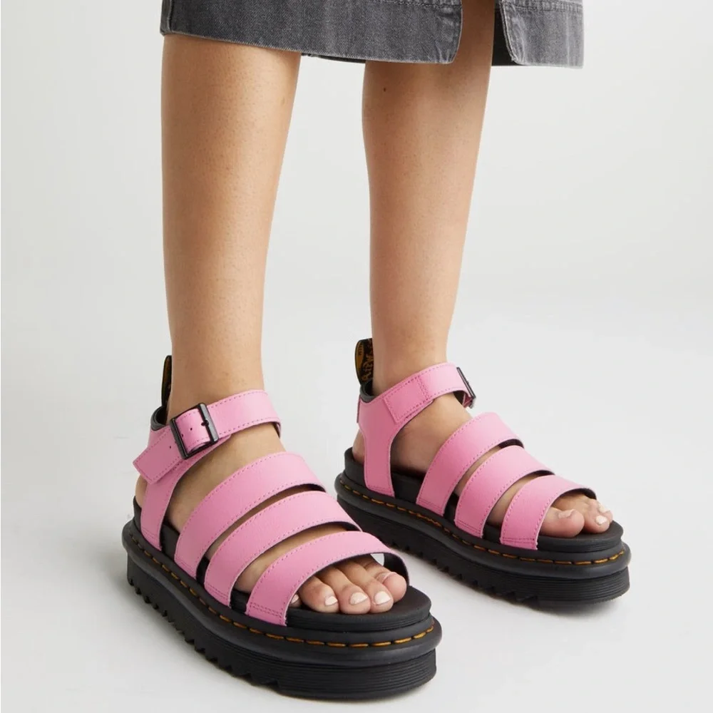 DR MARTENS Blaire Leather Sandals - Pink